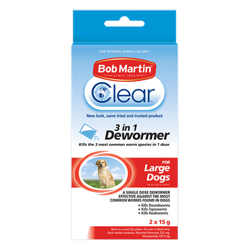 Bob Martin Clear 3 In 1 Dewormer For Large Dogs 2x15g 1 Pack