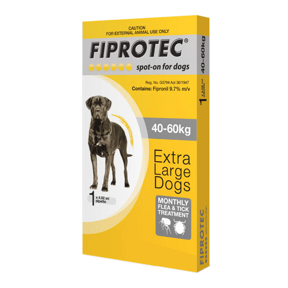 Fiprotec Spot-On For Extra Large Dogs 88 - 132lbs (Yellow) 1 Pipette